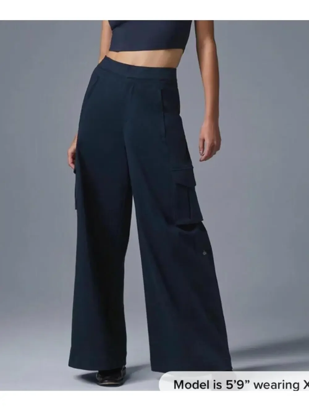Navy Alo Yoga Show Off Cargo Wide Leg Trouser XS